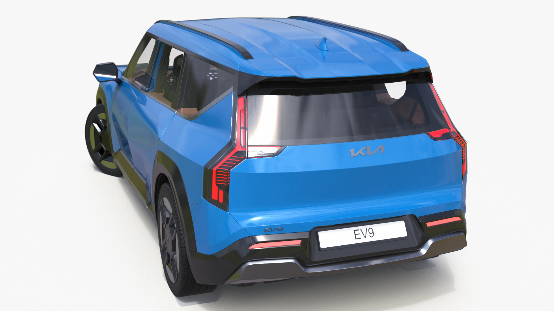 KIA EV9 SUV Ocean Blue Rigged 3D model