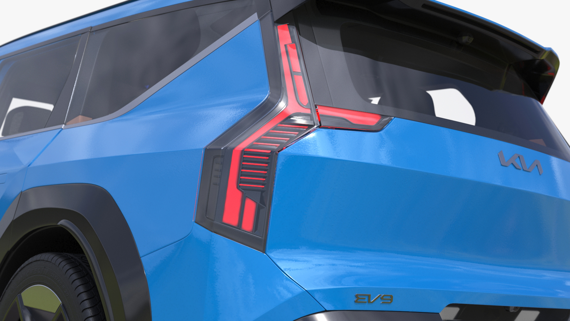 KIA EV9 SUV Ocean Blue Rigged 3D model