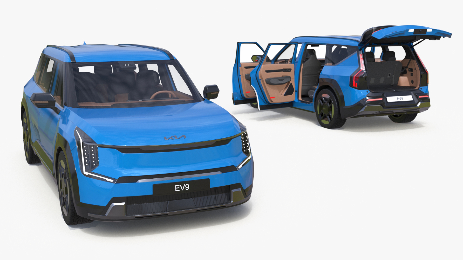 KIA EV9 SUV Ocean Blue Rigged 3D model