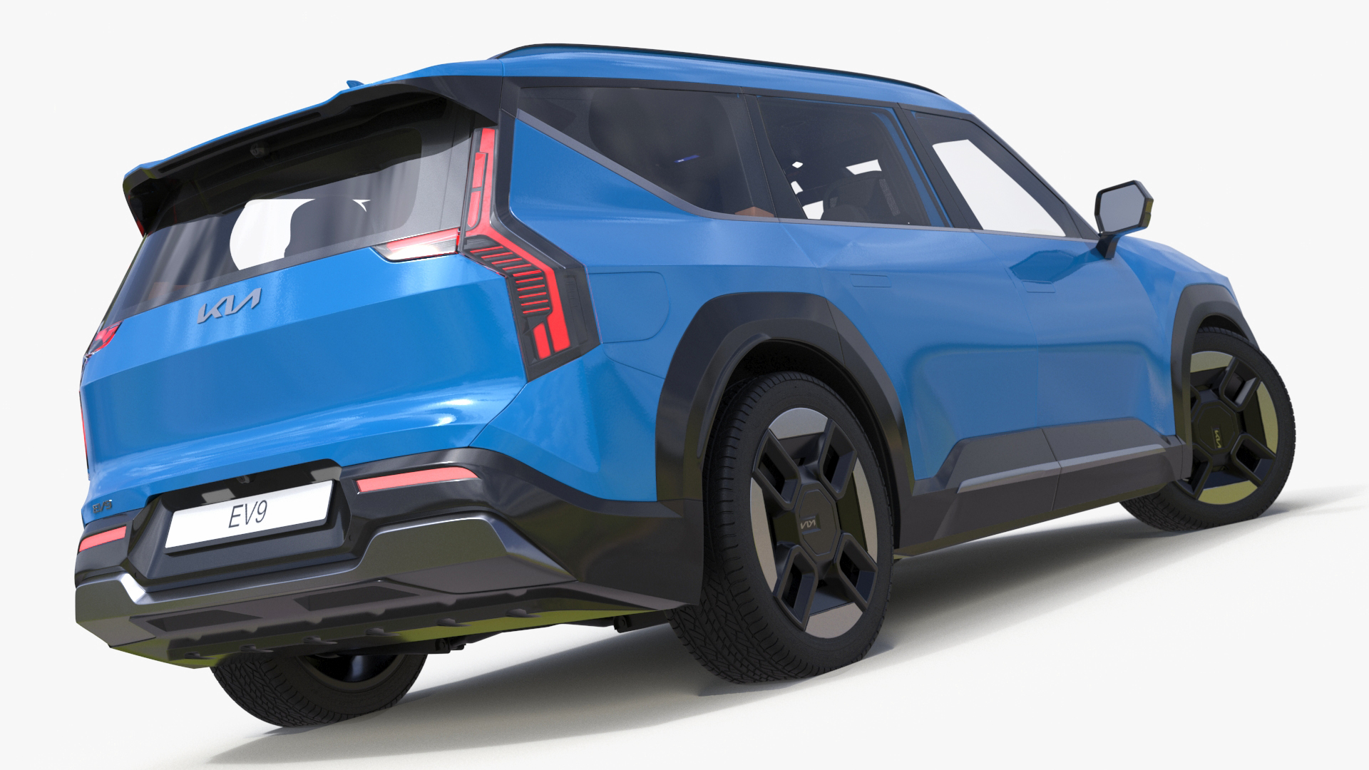 KIA EV9 SUV Ocean Blue Rigged 3D model