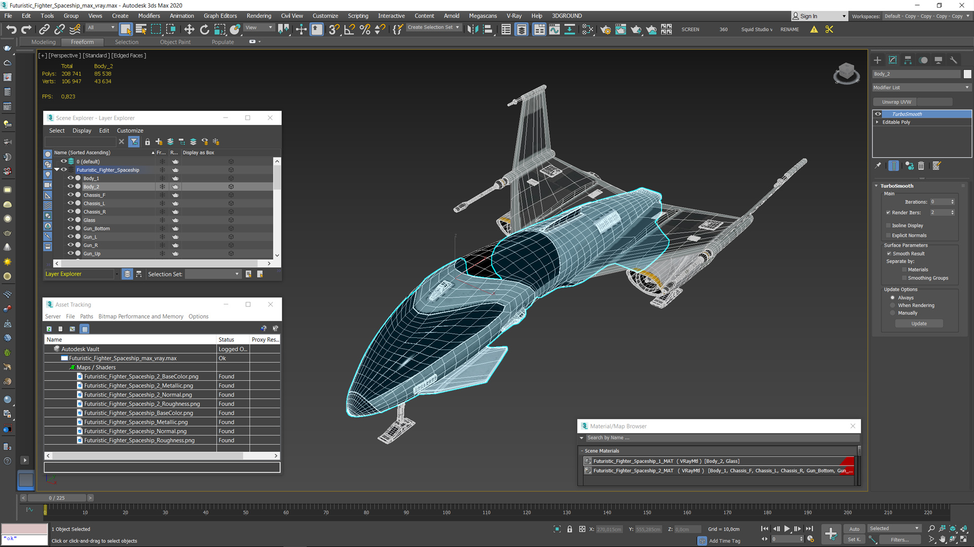 3D Futuristic Fighter Spaceship model