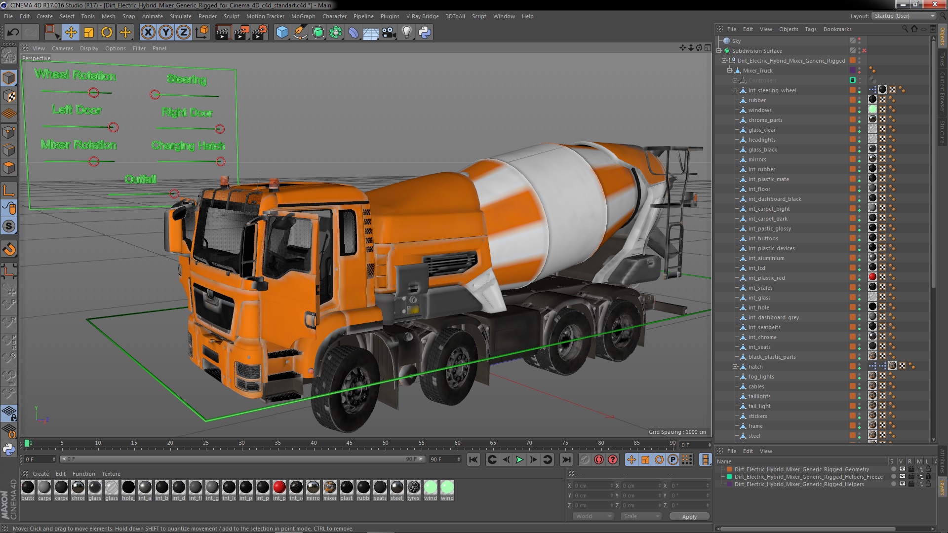 3D model Dirt Electric Hybrid Mixer Generic Rigged for Cinema 4D