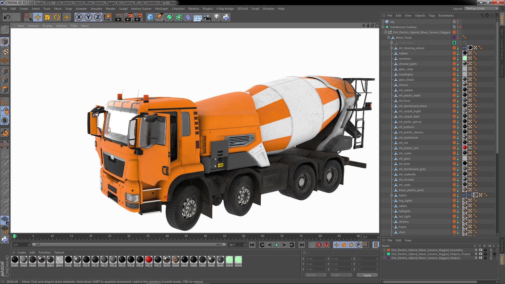 3D model Dirt Electric Hybrid Mixer Generic Rigged for Cinema 4D