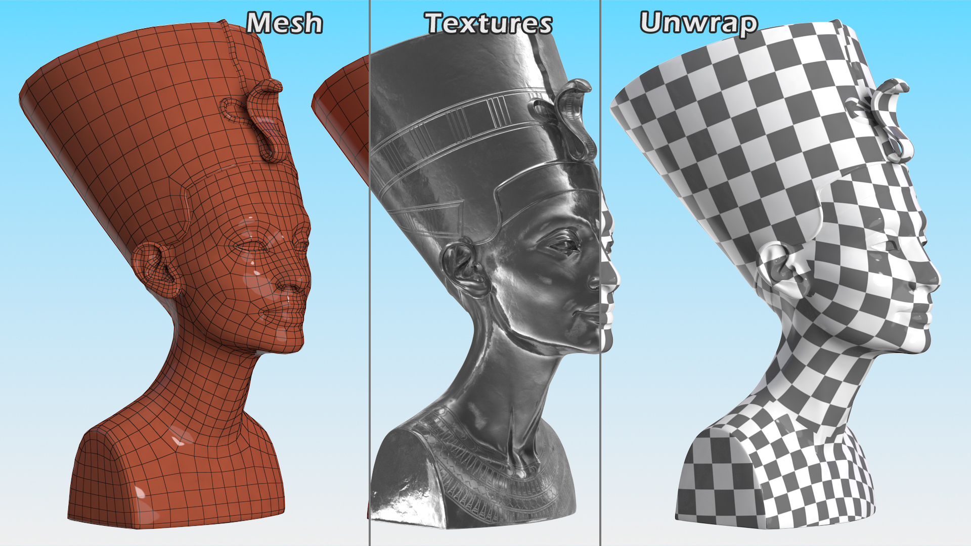 3D model Silver Bust of Queen Nefertiti