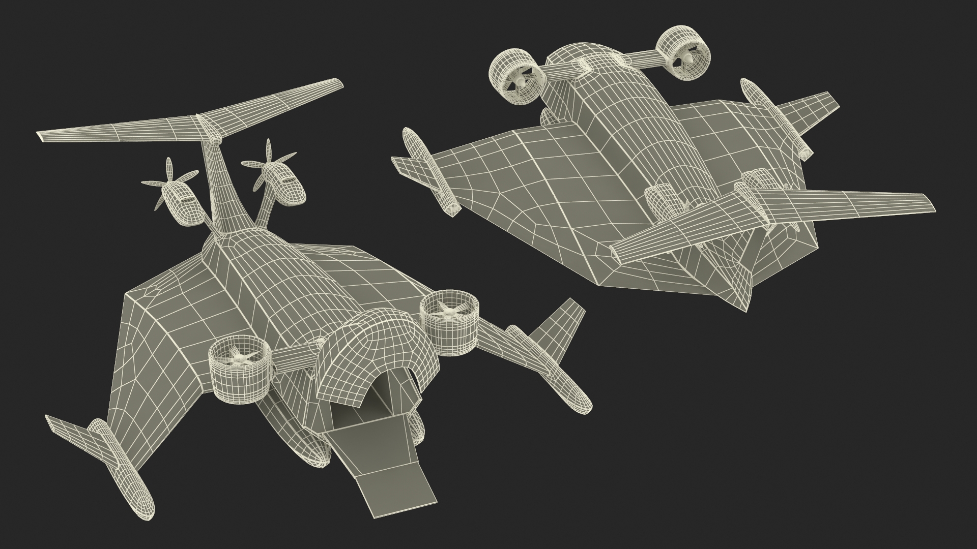 3D Flying Ship Concept Black Color