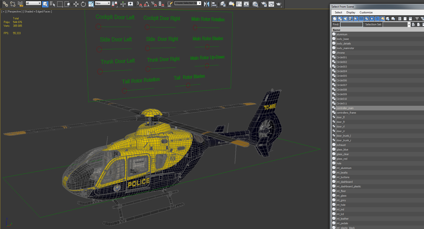 3D Police Eurocopter EC 135 Rigged