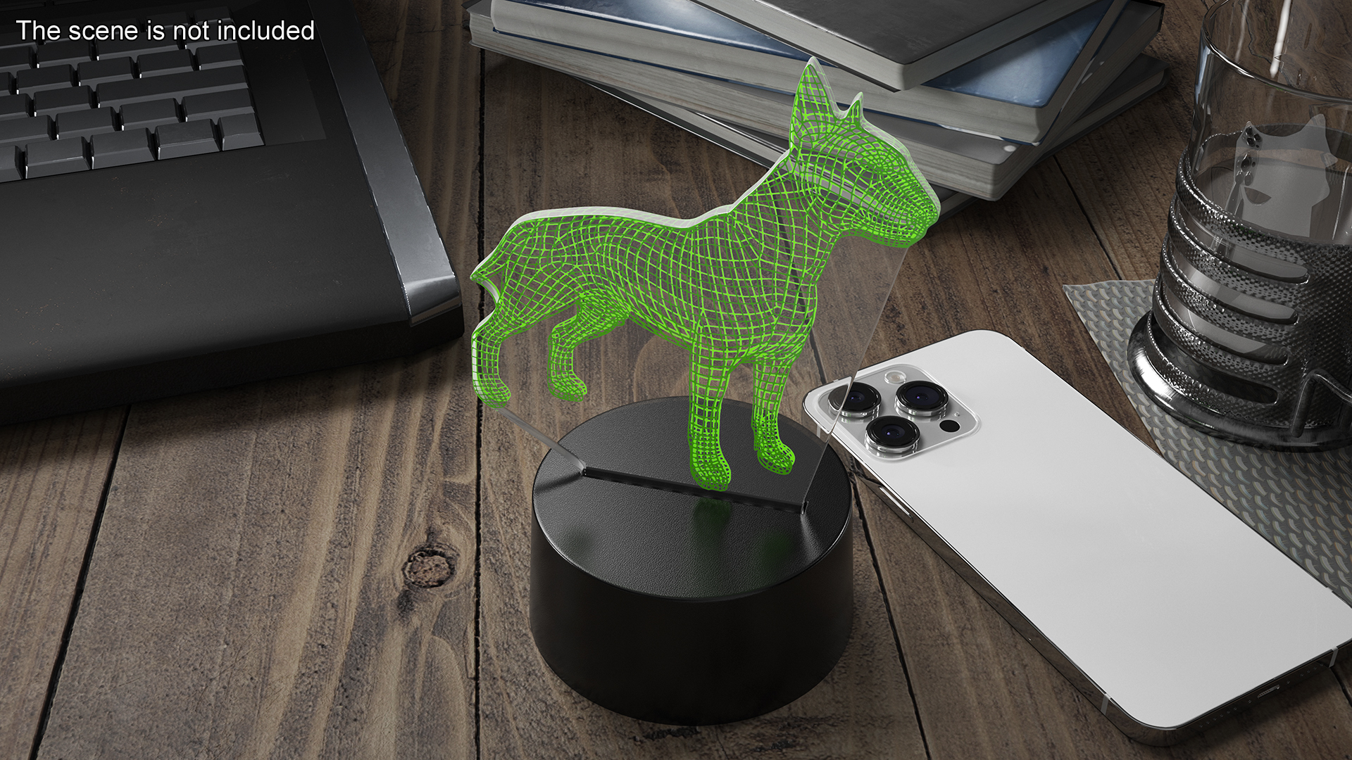 3D Lamp with Dog Green 3D