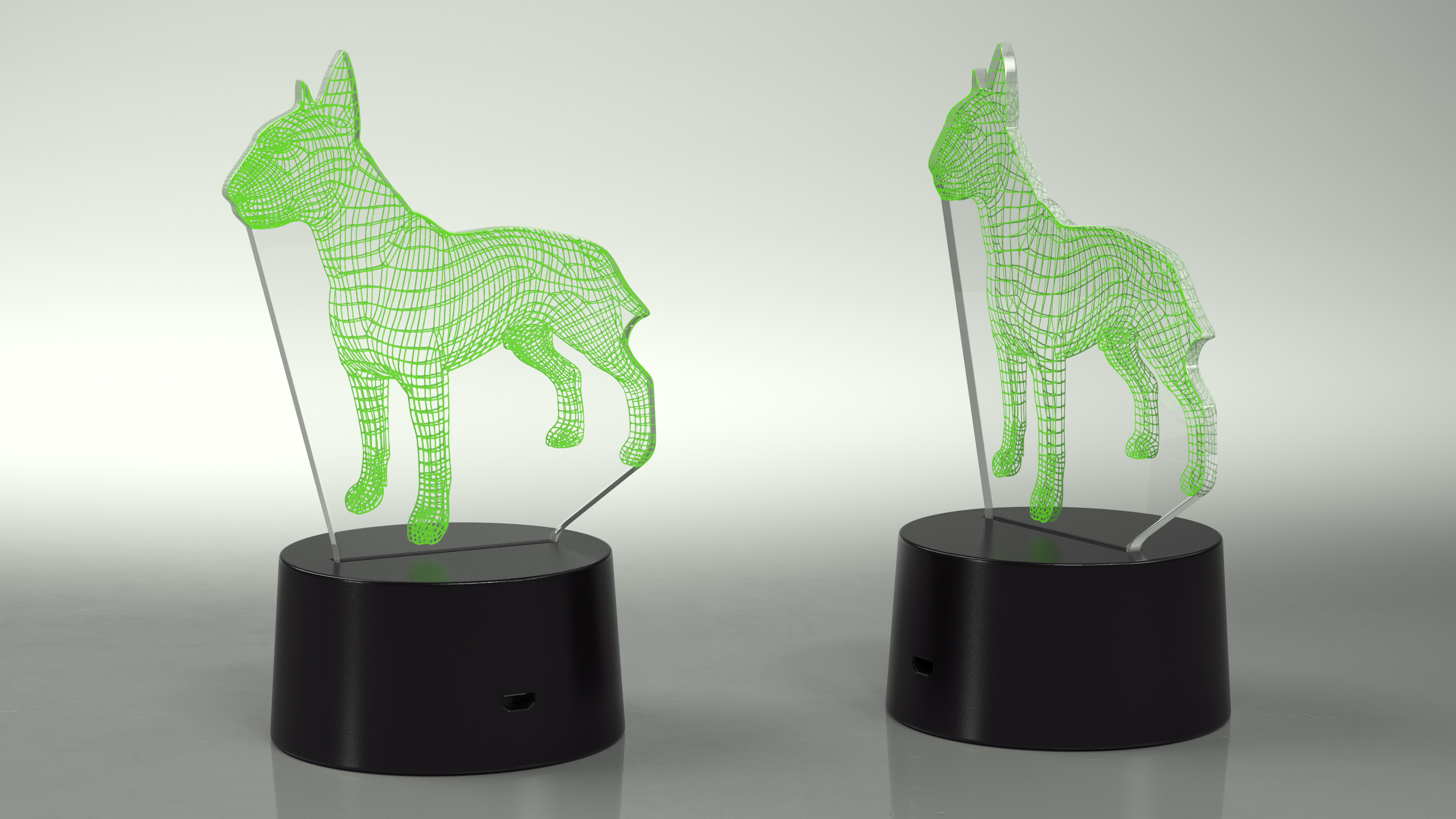 3D Lamp with Dog Green 3D