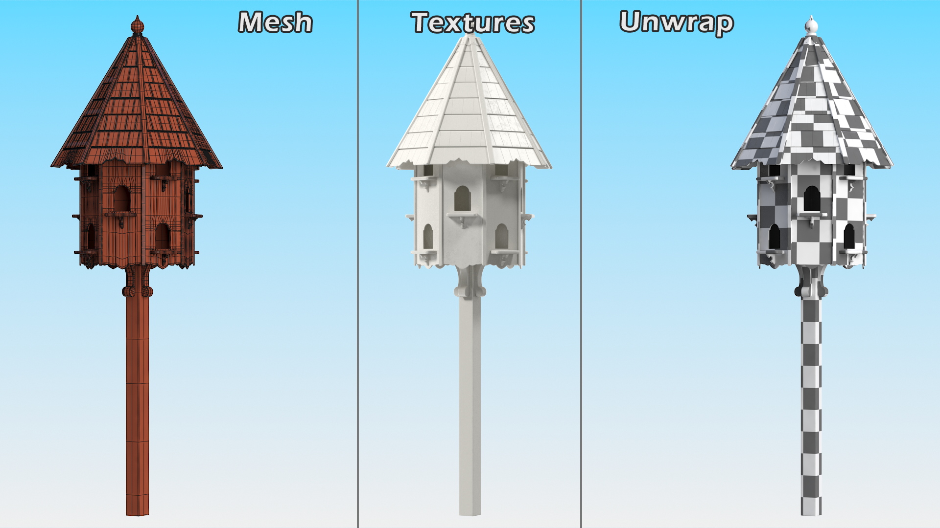 3D model Handmade Dovecote for Twelve Nests White