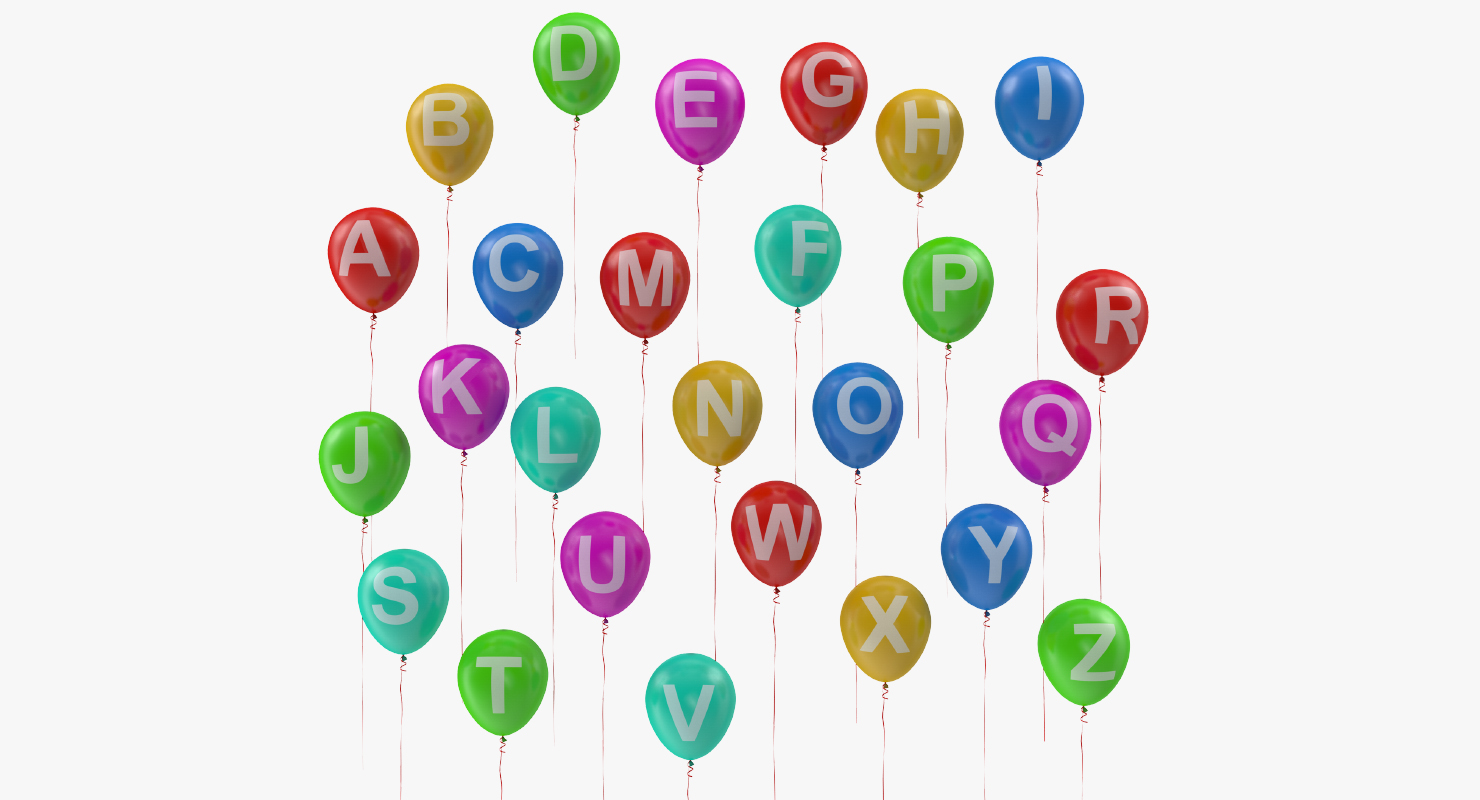 3D Alphabet on Balloons with Ribbons model