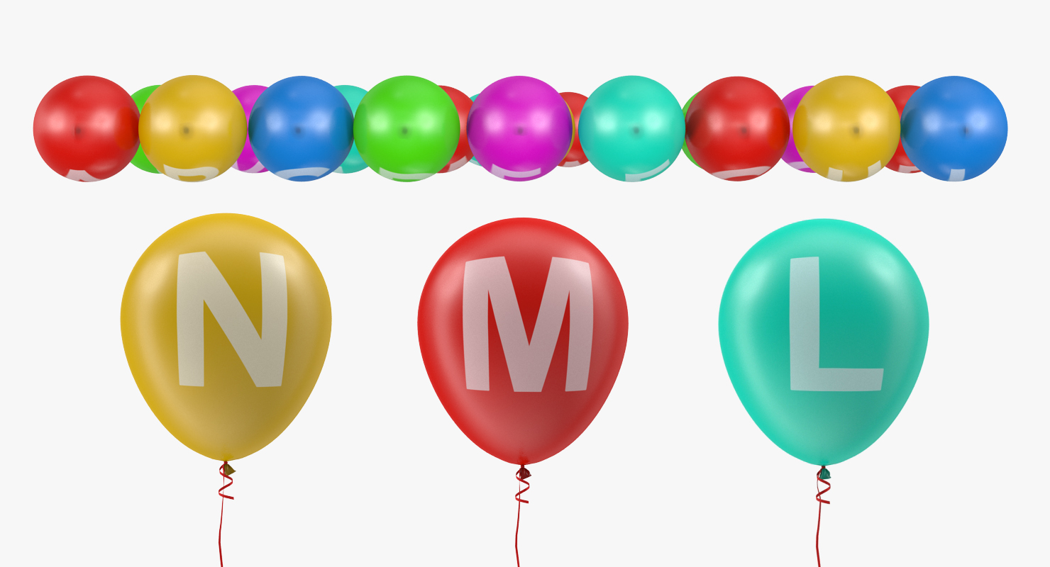 3D Alphabet on Balloons with Ribbons model