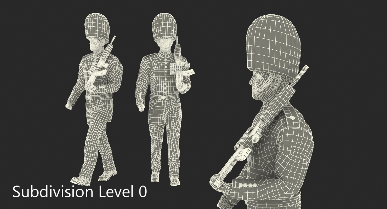 3D model Marching Royal British Guard Holding Gun