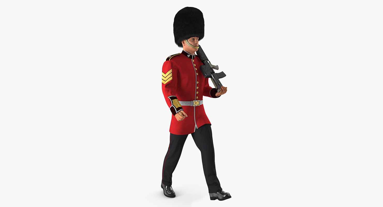 3D model Marching Royal British Guard Holding Gun