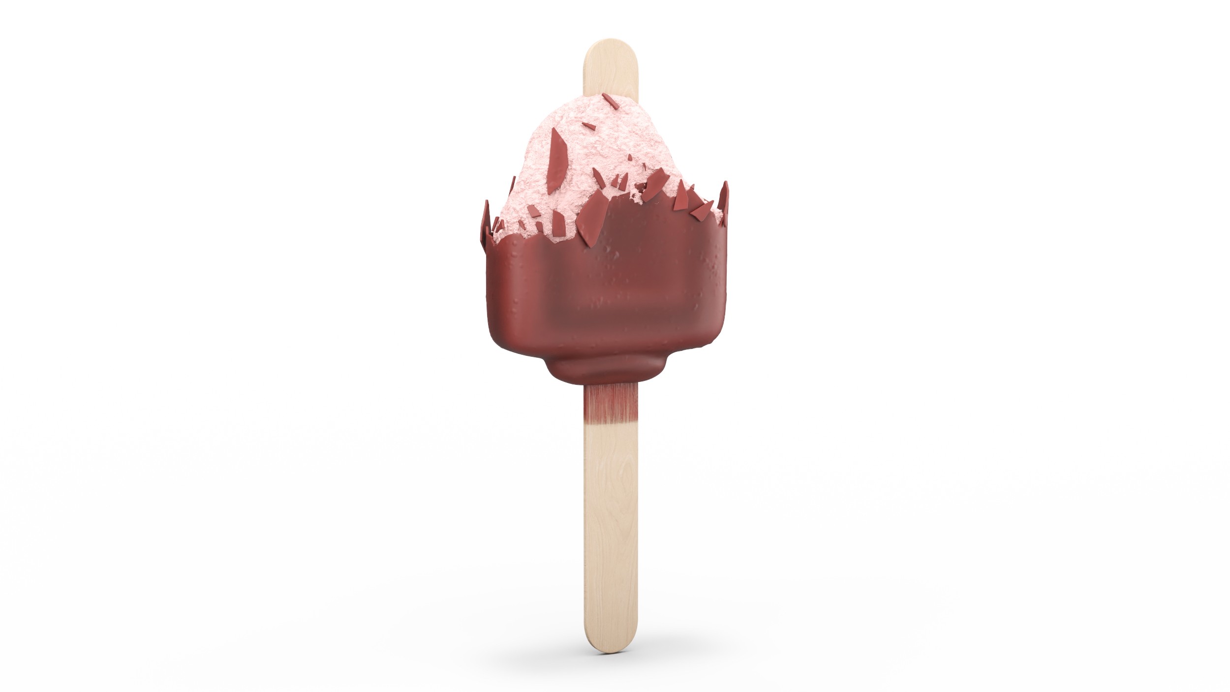 3D model Eaten Strawberry Ice Cream Bar Dipped in Chocolate