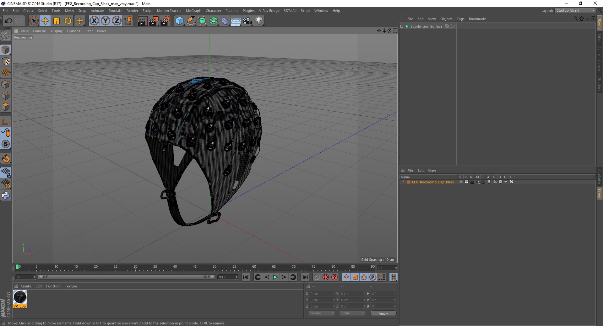 3D EEG Recording Cap Black model