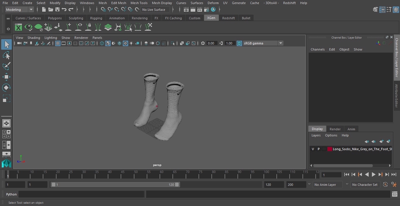 3D Long Socks Nike Grey on The Foot Standing Toes