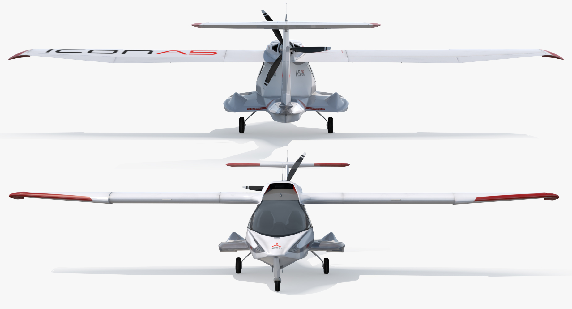 3D Amphibious Light Sport Aircraft Icon A5 Rigged