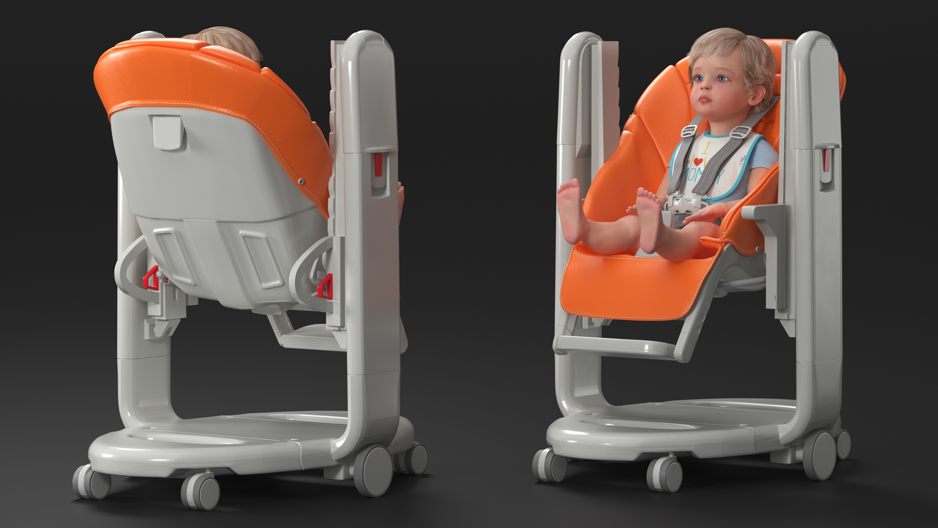 Toddler in Folding High Chair 3D model