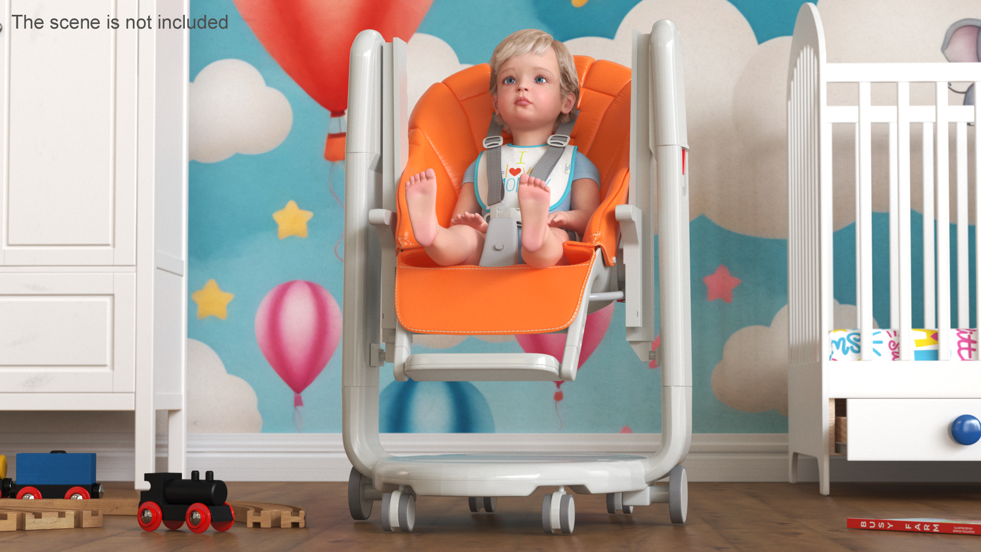 Toddler in Folding High Chair 3D model