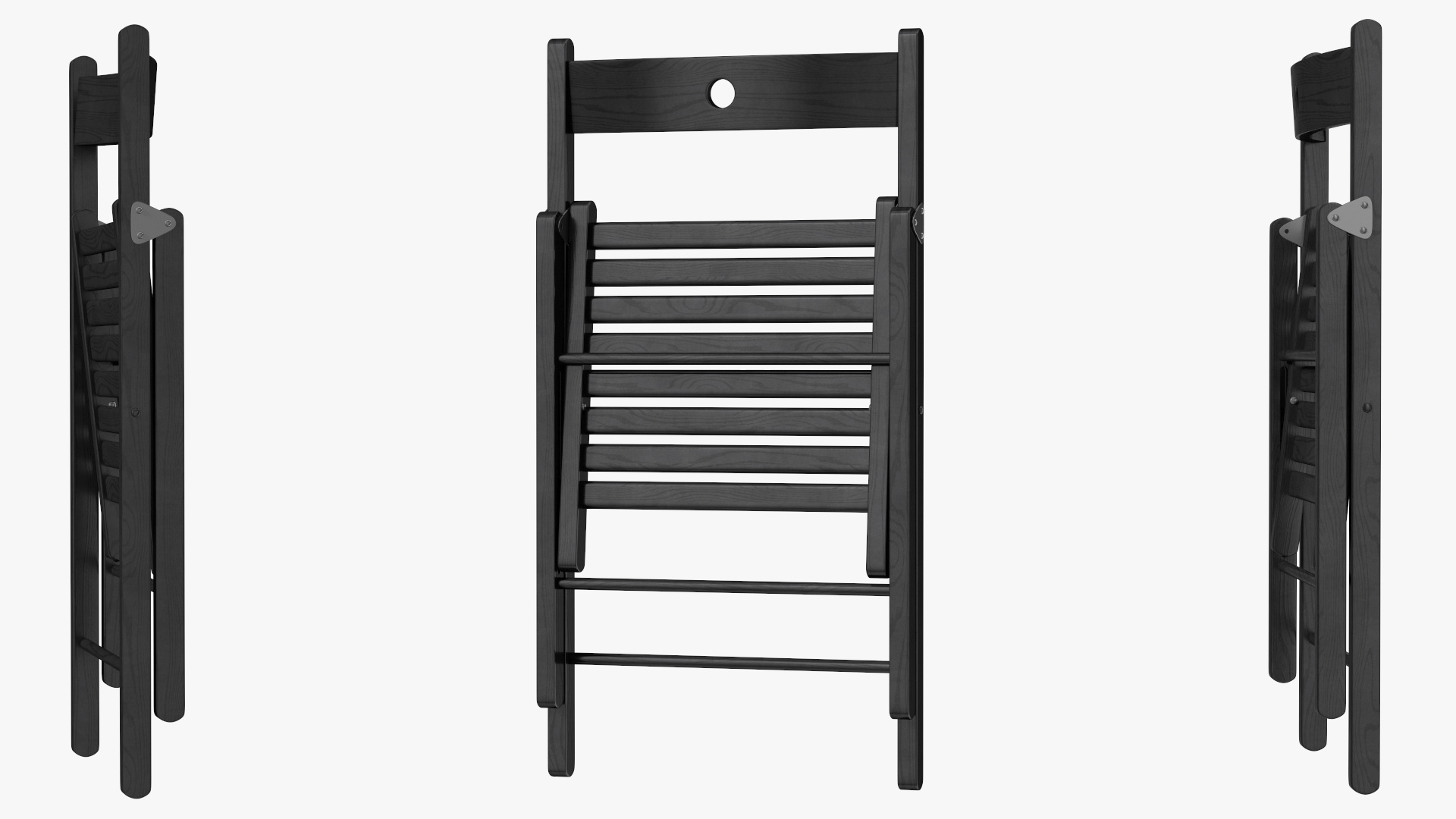 3D Folding Chair Black Closed