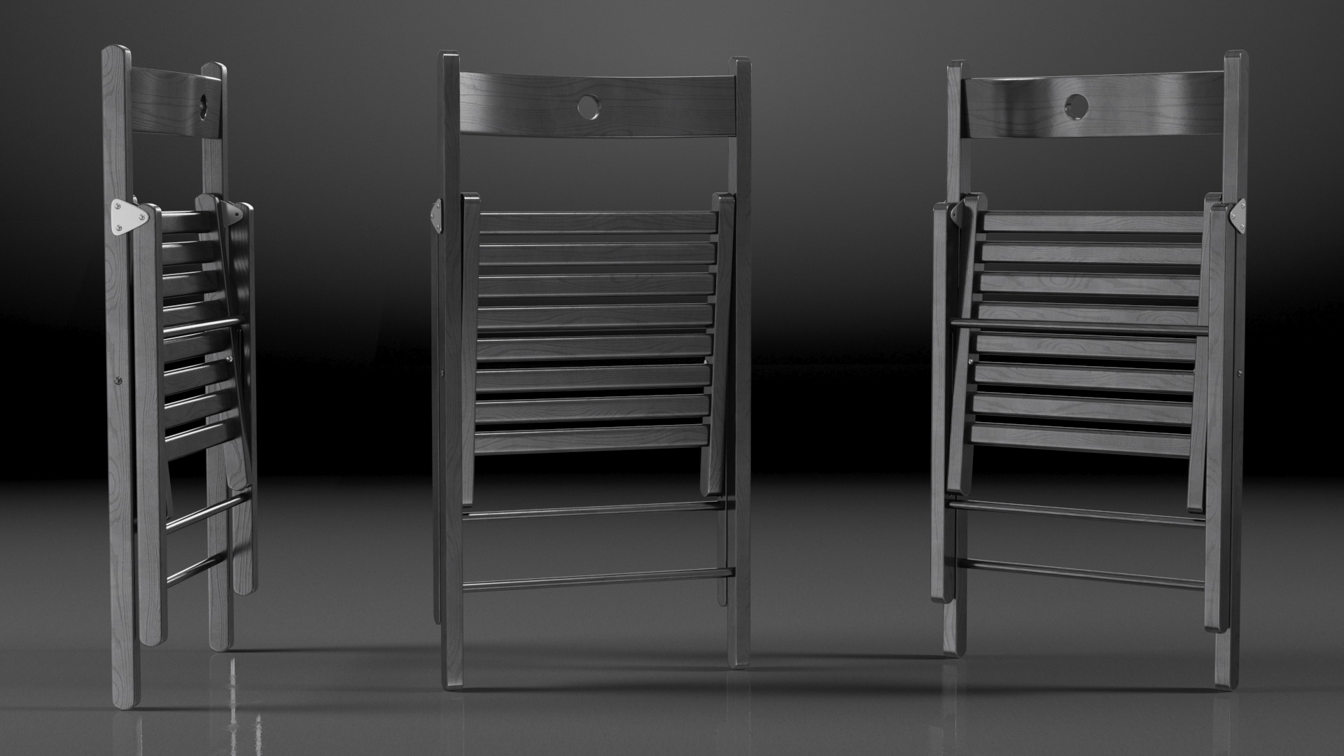 3D Folding Chair Black Closed