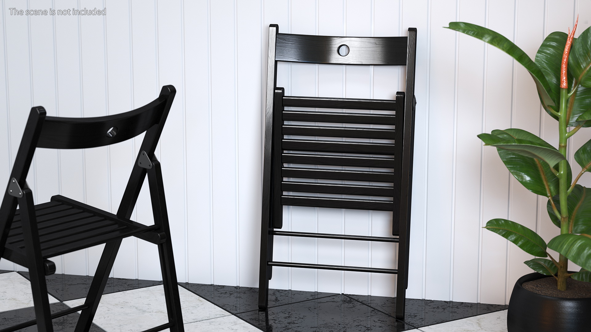 3D Folding Chair Black Closed