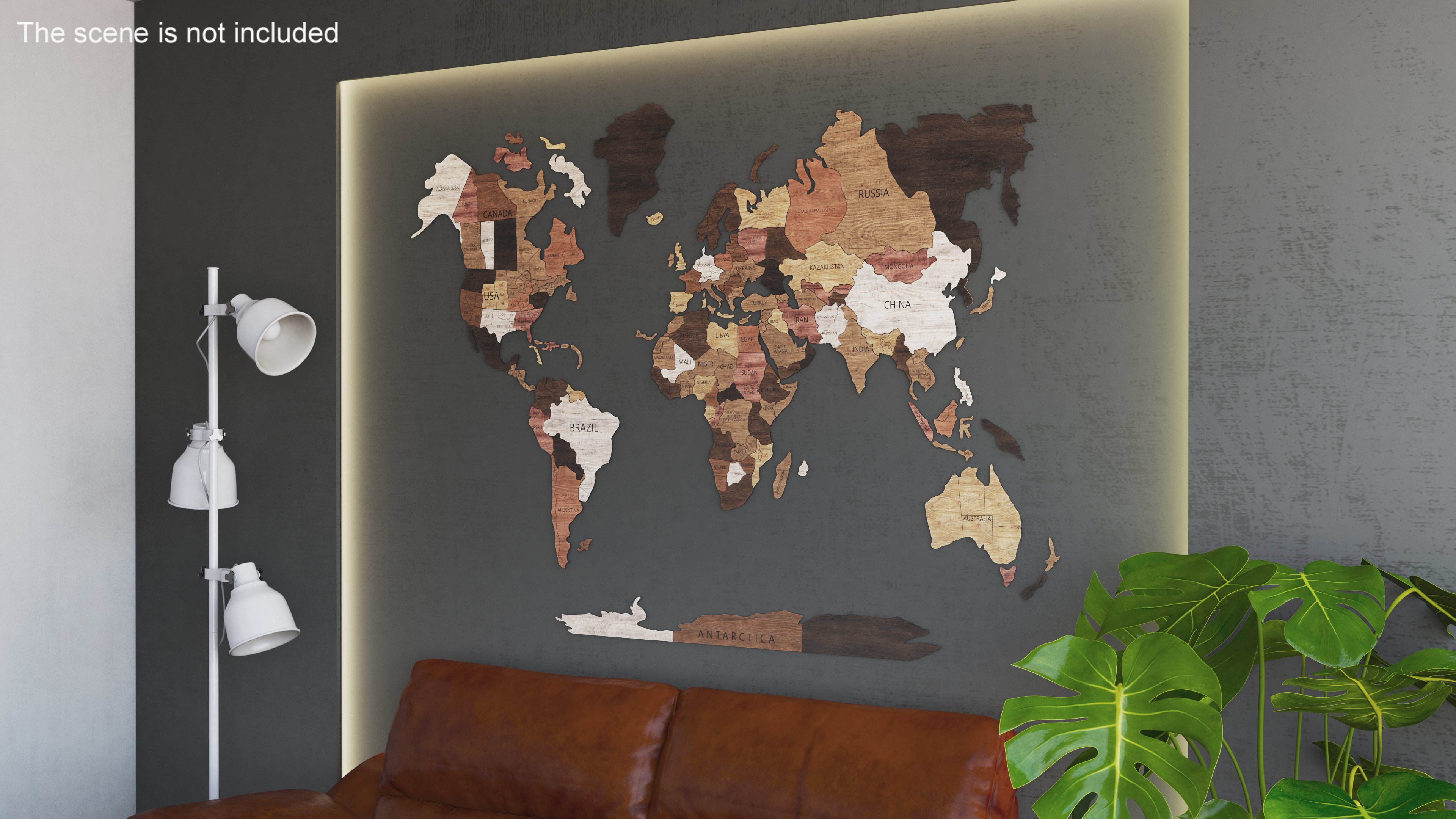 3D model Wood World Map Wall Decor