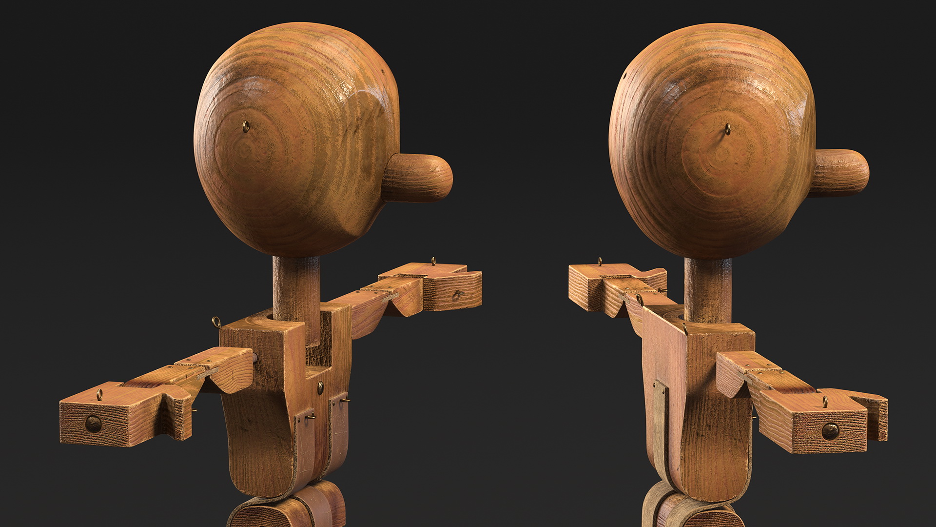 Dirty Wooden Character Rigged 3D model