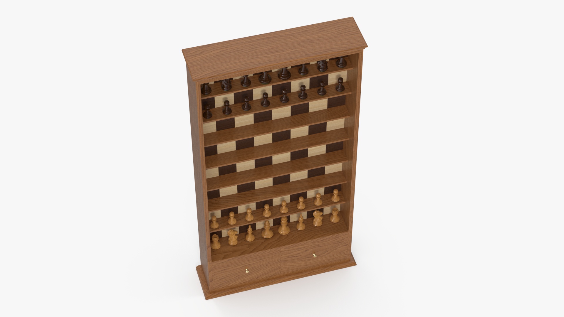 Vertical Wooden Chess Board 3D