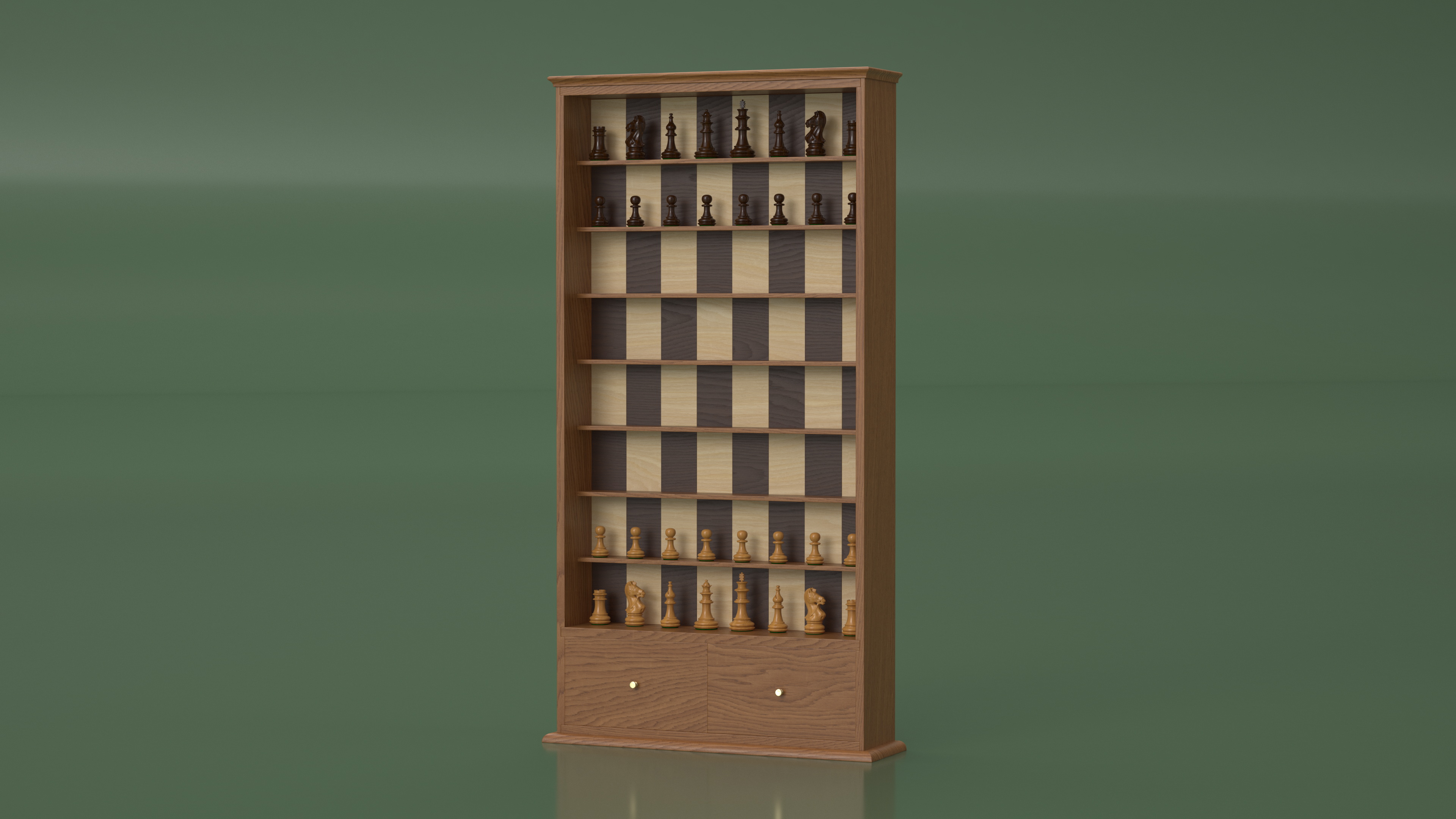 Vertical Wooden Chess Board 3D