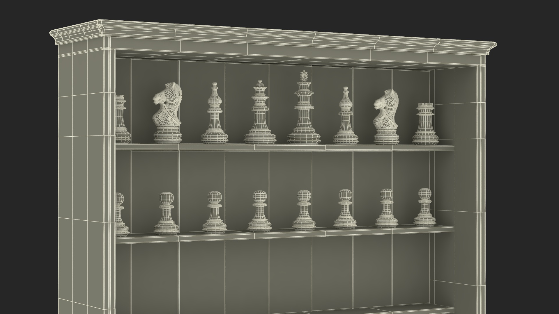 Vertical Wooden Chess Board 3D