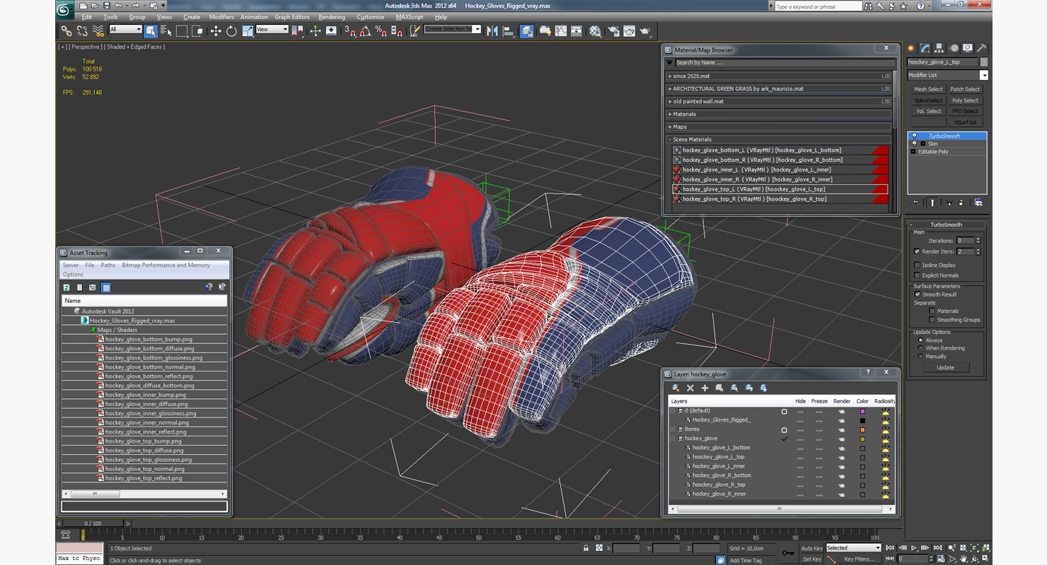 3D model Hockey Gloves Rigged