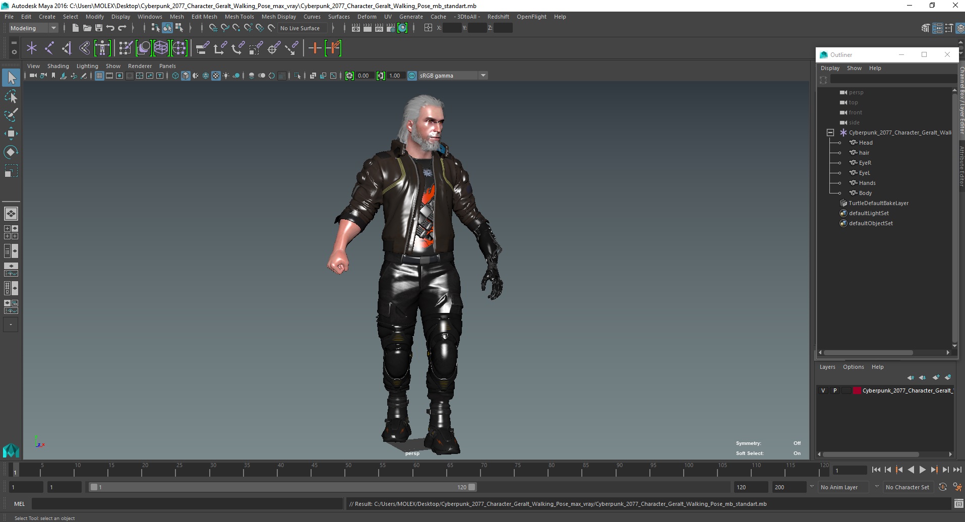 3D model Cyberpunk 2077 Geralt Character with Gun