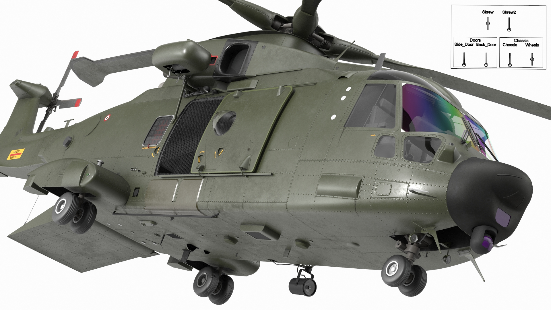 3D model AgustaWestland AW101 Merlin Royal Air Force Rigged