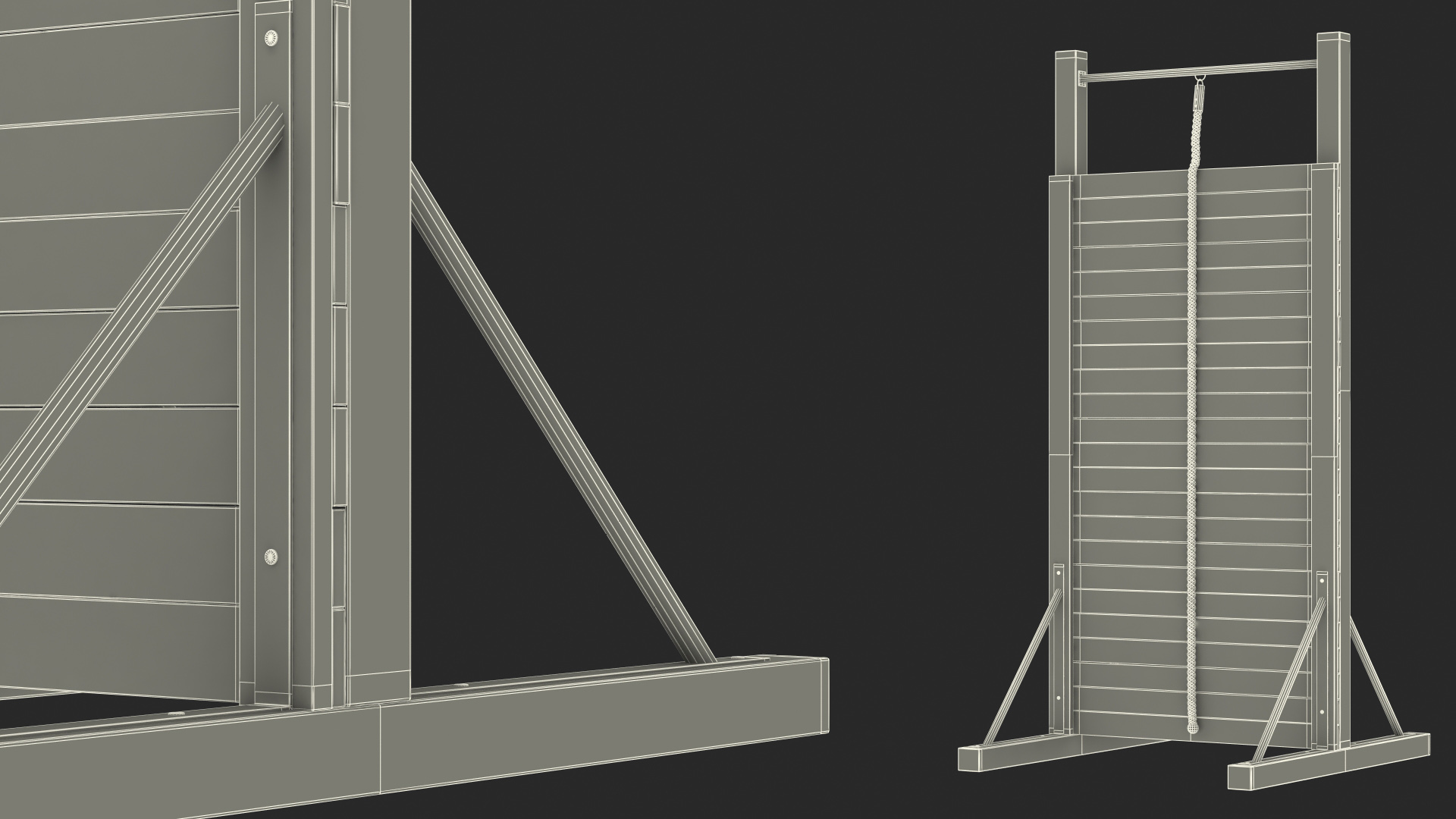 Obstacle Course Wall with Rope Old 3D model