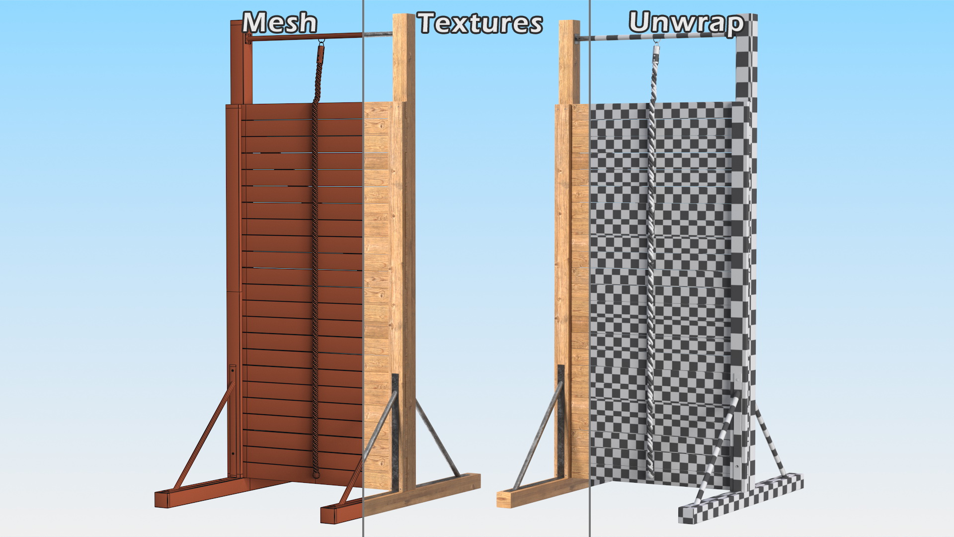 Obstacle Course Wall with Rope Old 3D model