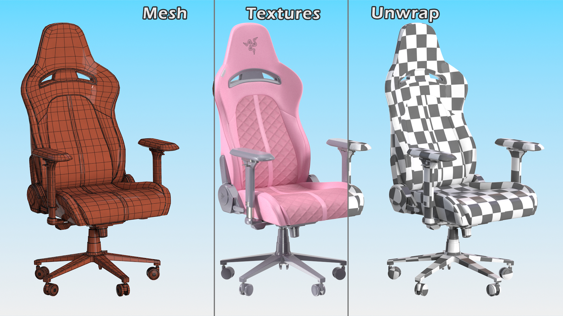 3D model Gaming Chair Razer Enki Quartz Pink