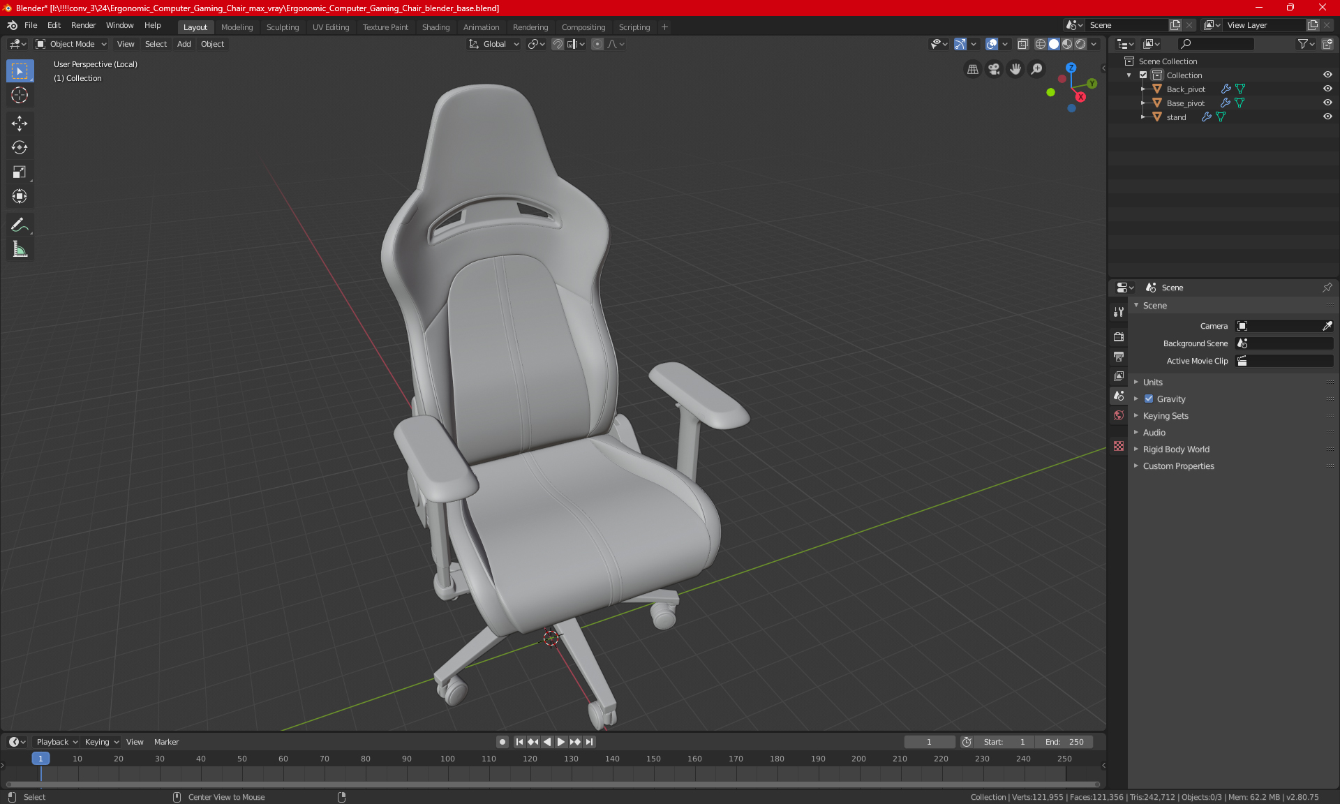 3D model Gaming Chair Razer Enki Quartz Pink