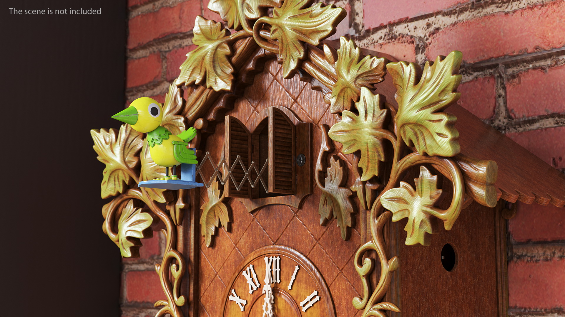 Colored Wooden Cuckoo Clock Rigged 3D model