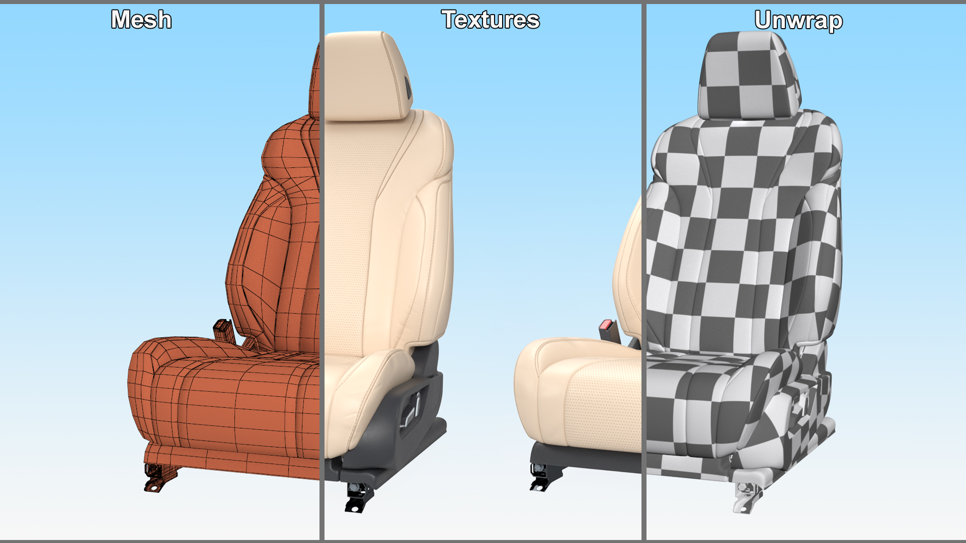 3D model Ergonomic Driver Seat Beige Leather