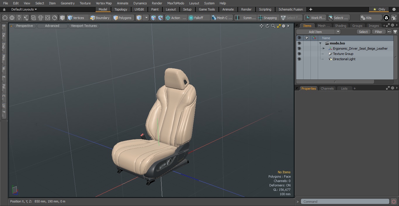 3D model Ergonomic Driver Seat Beige Leather