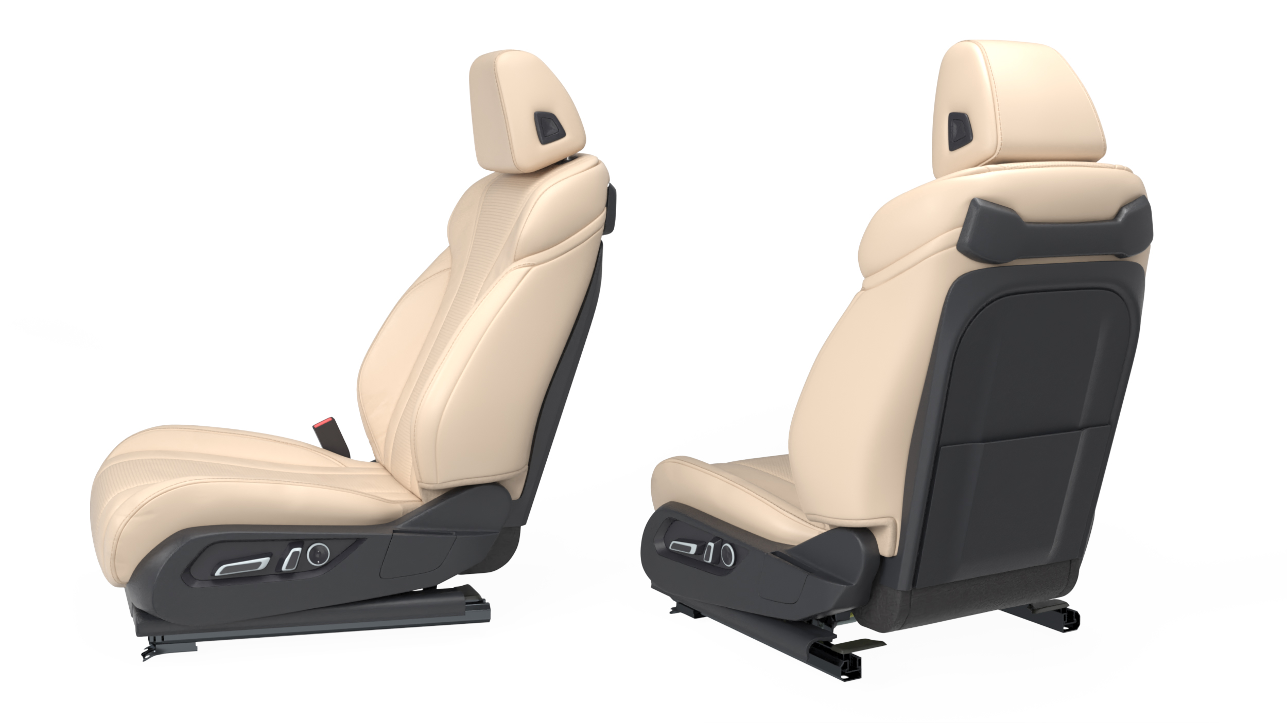 3D model Ergonomic Driver Seat Beige Leather