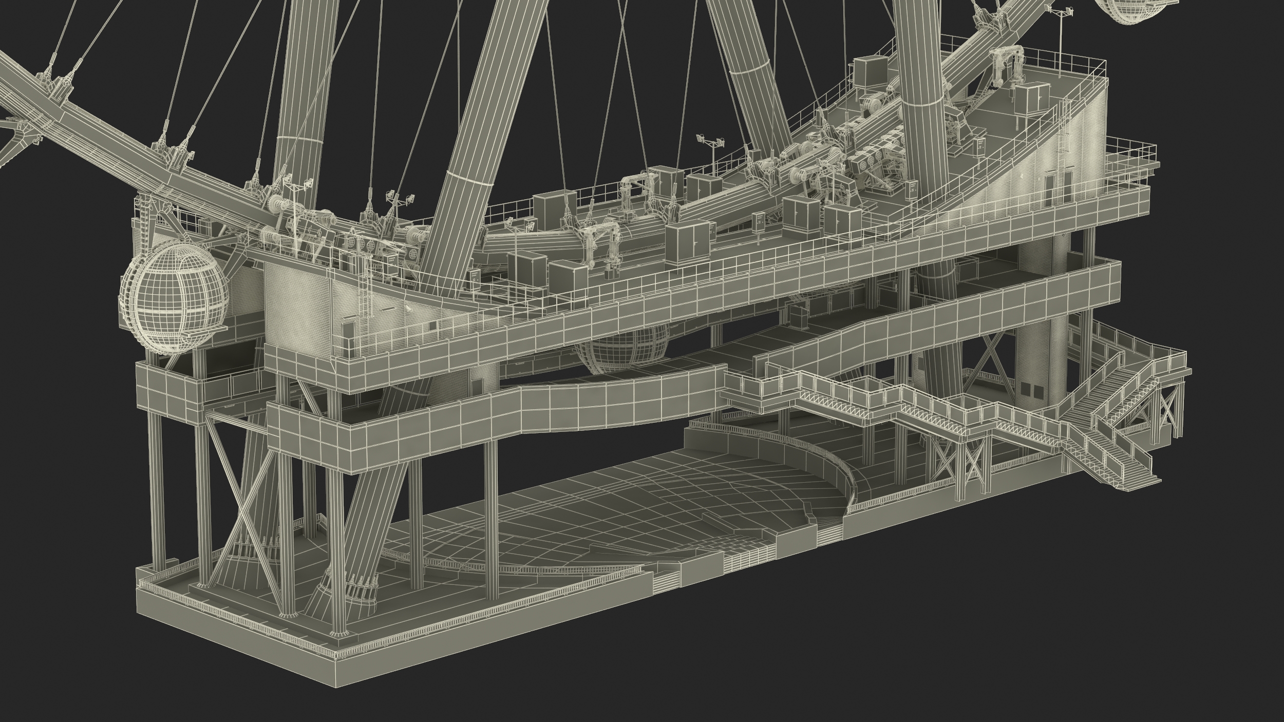 3D High Roller Ferris Wheel Rigged