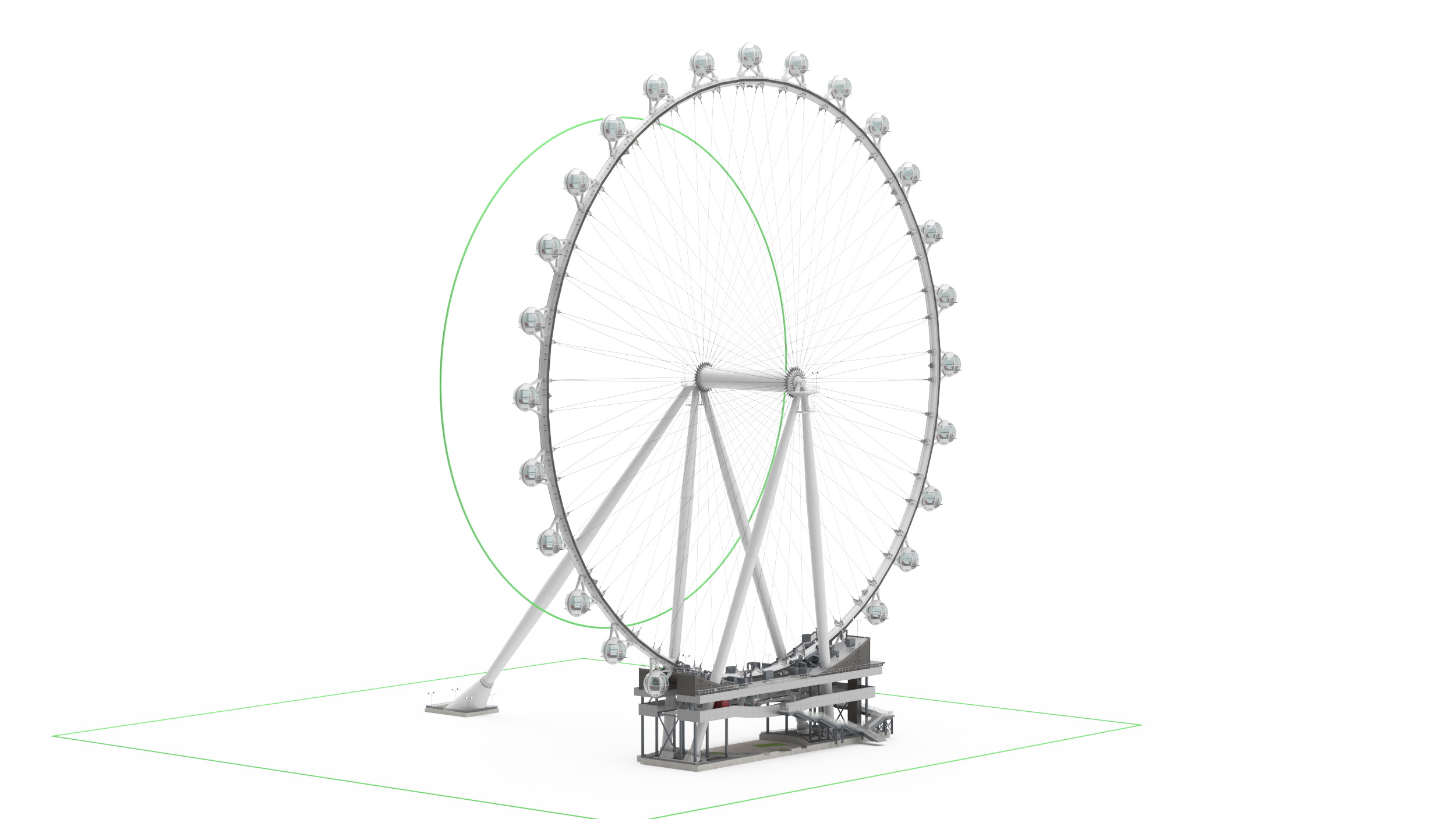 3D High Roller Ferris Wheel Rigged