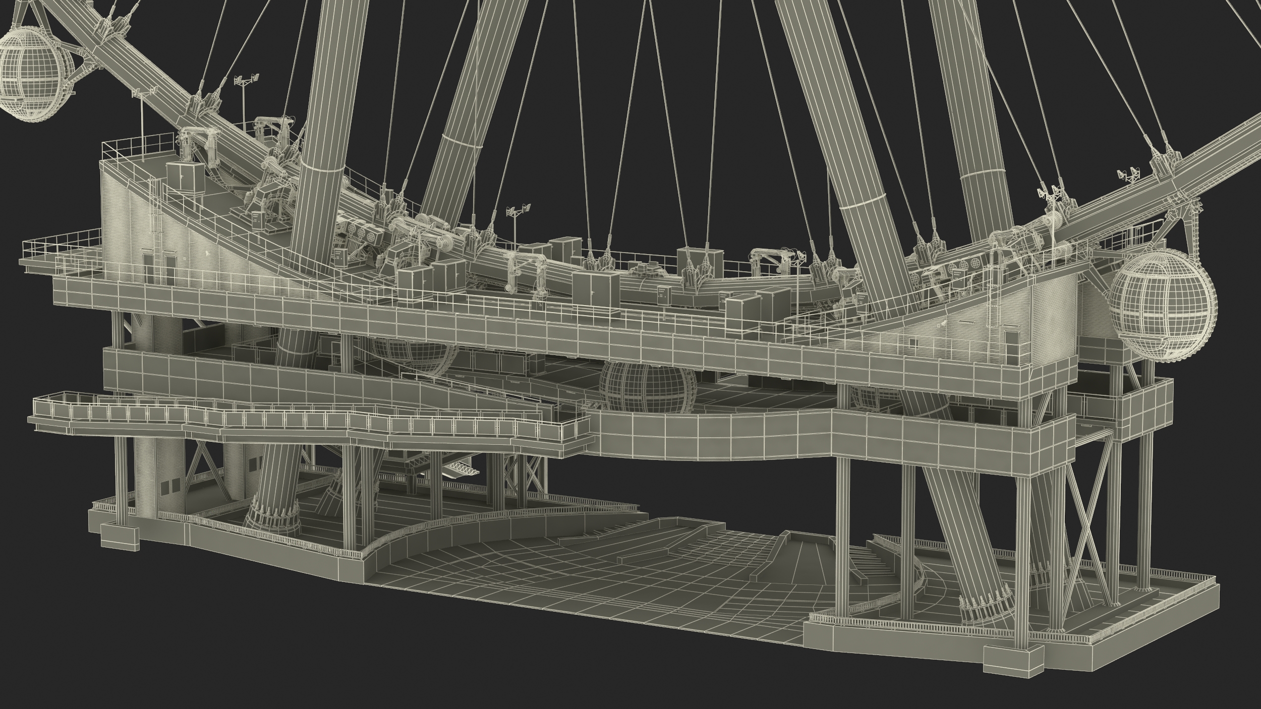 3D High Roller Ferris Wheel Rigged