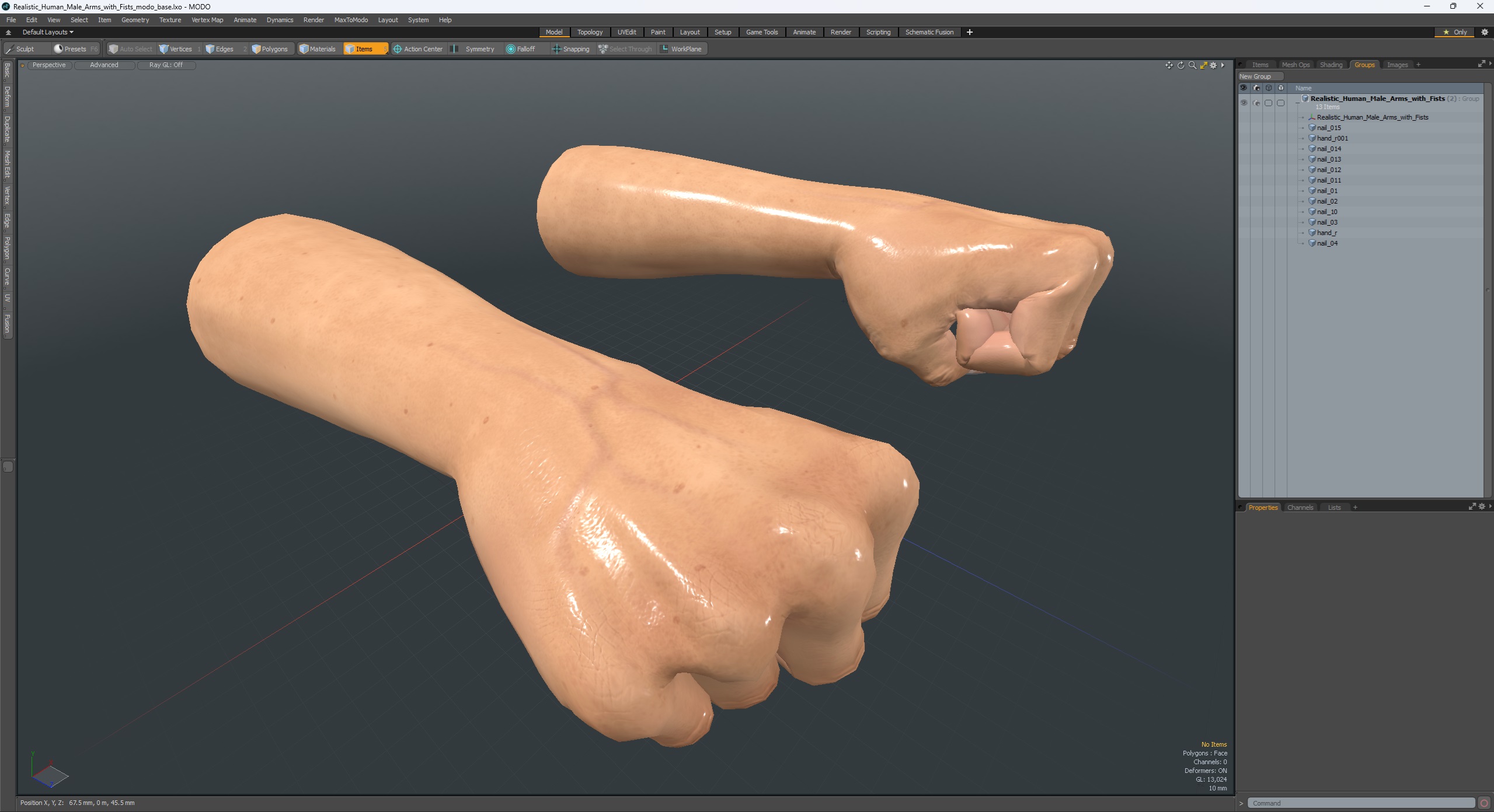 3D Realistic Human Male Arms with Fists