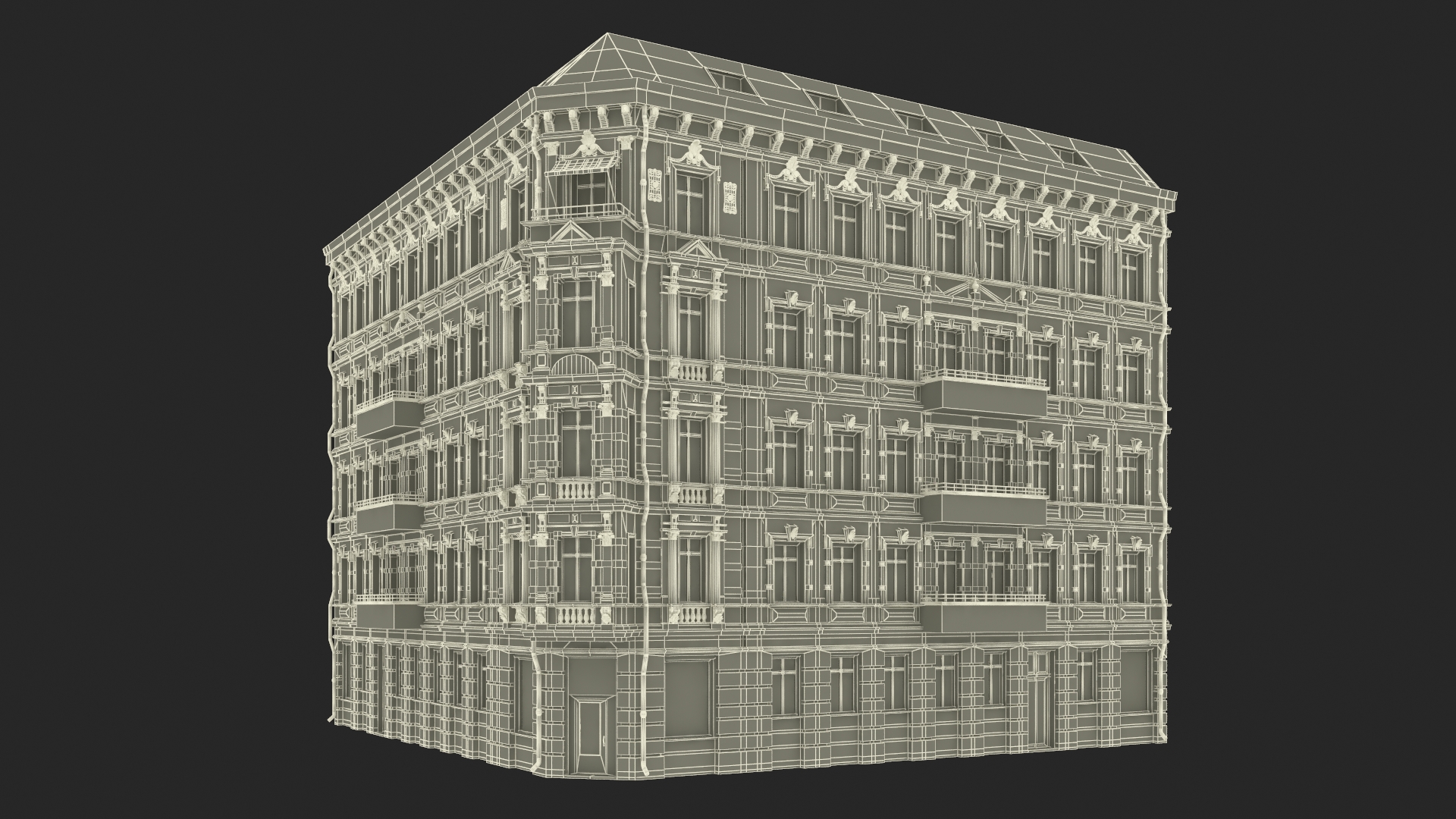 3D model Apartments Building Brown