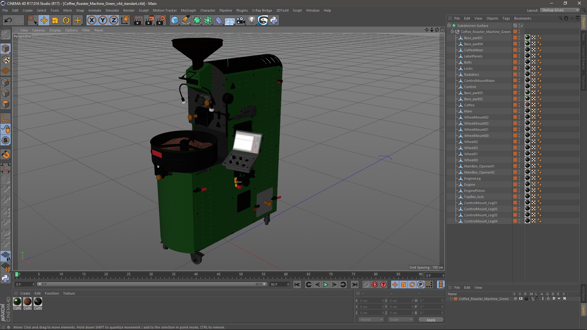 3D Coffee Roaster Machine Green model