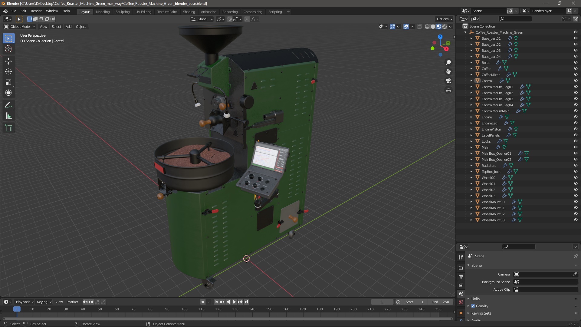 3D Coffee Roaster Machine Green model