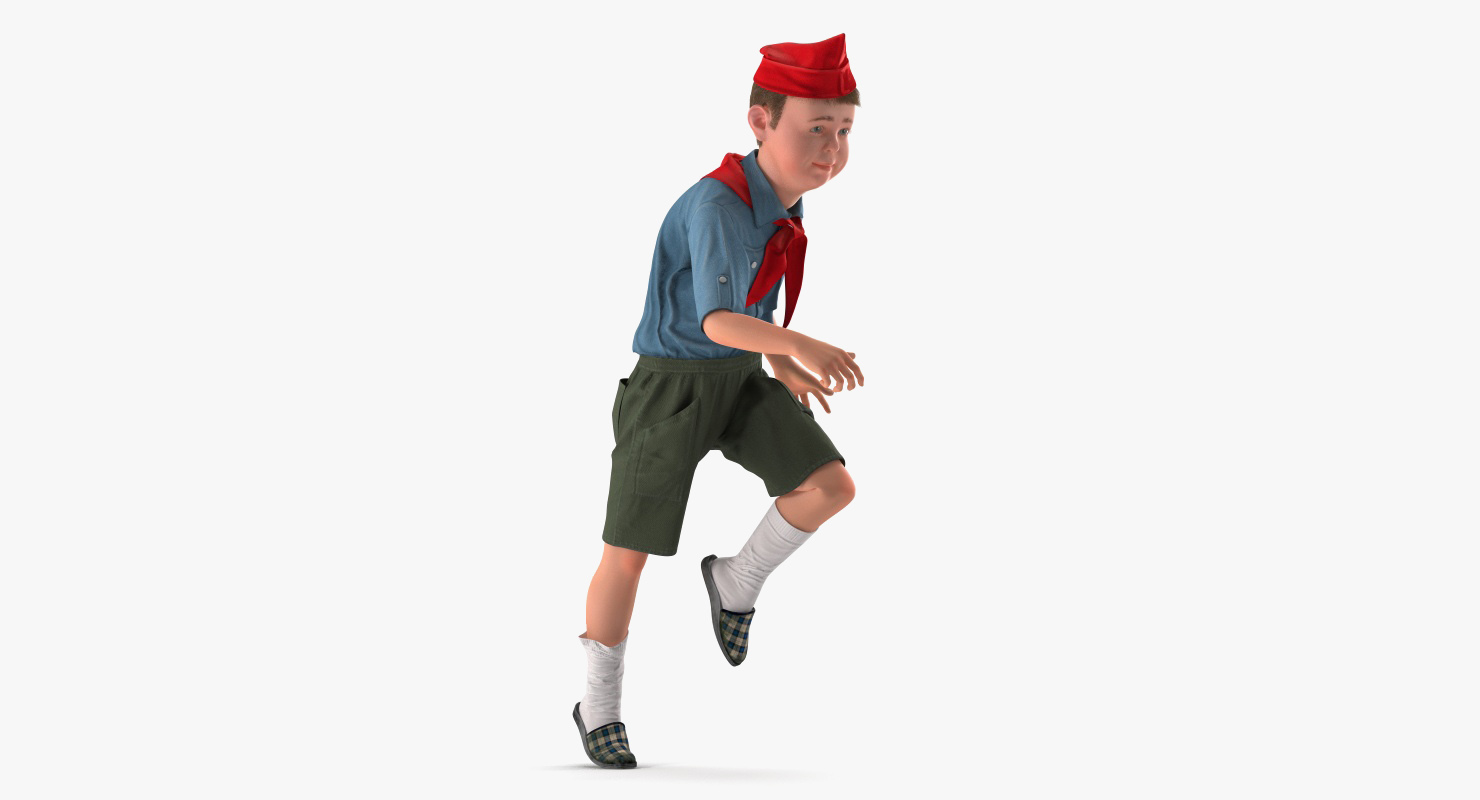 3D model Boy Running Pose Fur